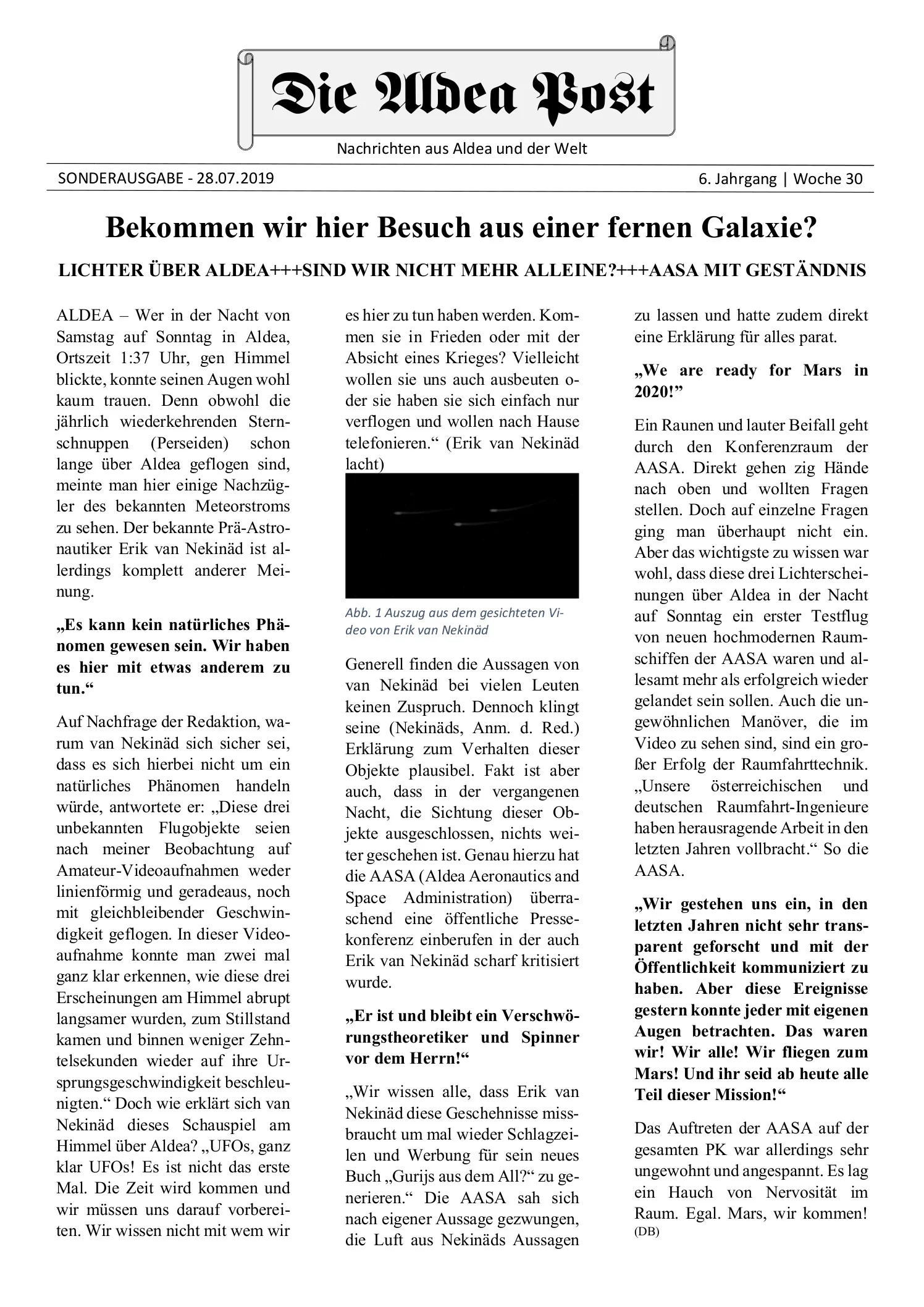 Die Aldea Post Sonderausgabe 1